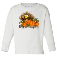 Happy Thanksgiving Pumpkins Fall Autumn Cute Turkey Toddler Long Sleeve Shirt