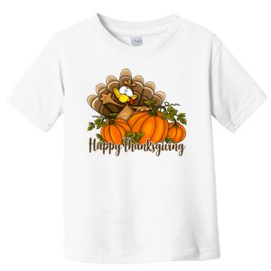 Happy Thanksgiving Pumpkins Fall Autumn Cute Turkey Toddler T-Shirt