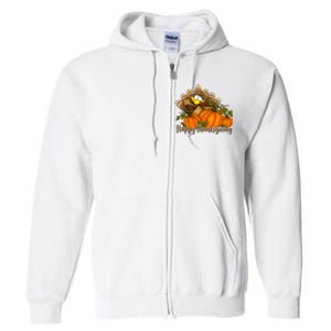 Happy Thanksgiving Pumpkins Fall Autumn Cute Turkey Full Zip Hoodie