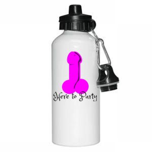 Here To Party Dick Dirty Funny Adult Sex Joke Gift Idea Aluminum Water Bottle