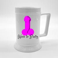 Here To Party Dick Dirty Funny Adult Sex Joke Gift Idea Beer Stein