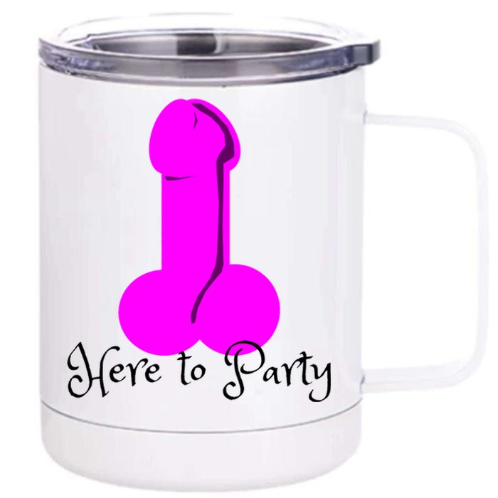 Here To Party Dick Dirty Funny Adult Sex Joke Gift Idea 12 oz Stainless Steel Tumbler Cup