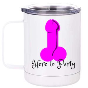 Here To Party Dick Dirty Funny Adult Sex Joke Gift Idea 12 oz Stainless Steel Tumbler Cup