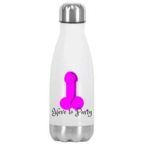 Here To Party Dick Dirty Funny Adult Sex Joke Gift Idea Stainless Steel Insulated Water Bottle