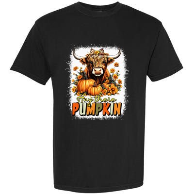 Hay There Pumpkin Highland Cow Thanksgiving Fall Autumn Garment-Dyed Heavyweight T-Shirt