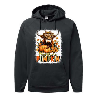 Hay There Pumpkin Highland Cow Thanksgiving Fall Autumn Performance Fleece Hoodie