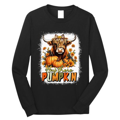 Hay There Pumpkin Highland Cow Thanksgiving Fall Autumn Long Sleeve Shirt