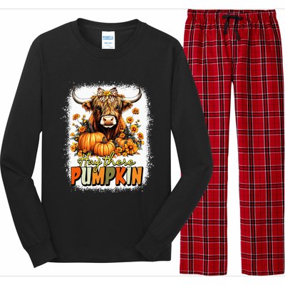 Hay There Pumpkin Highland Cow Thanksgiving Fall Autumn Long Sleeve Pajama Set