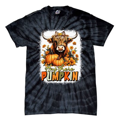 Hay There Pumpkin Highland Cow Thanksgiving Fall Autumn Tie-Dye T-Shirt