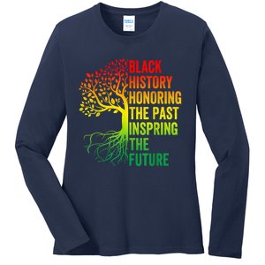 Honoring The Past Inspiring The Future Black History Month Ladies Long Sleeve Shirt