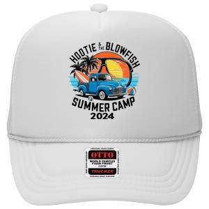 Hootie The Puffer Fish Summer 2024 Camping Adventure High Crown Mesh Back Trucker Hat