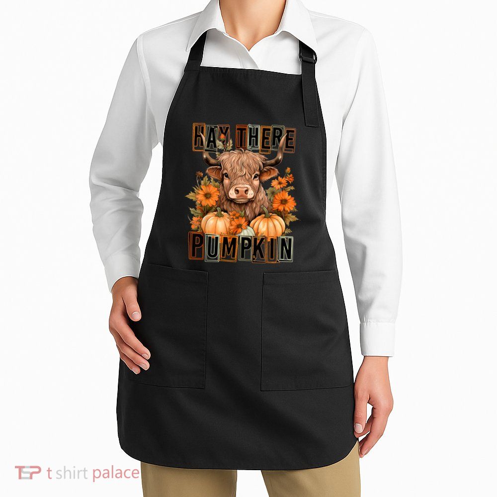 Hay There Pumkin Highland Cow Fall Autumn Thanksgiving Apron