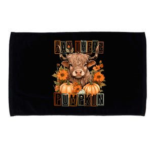 Hay There Pumkin Highland Cow Fall Autumn Thanksgiving Microfiber Hand Towel