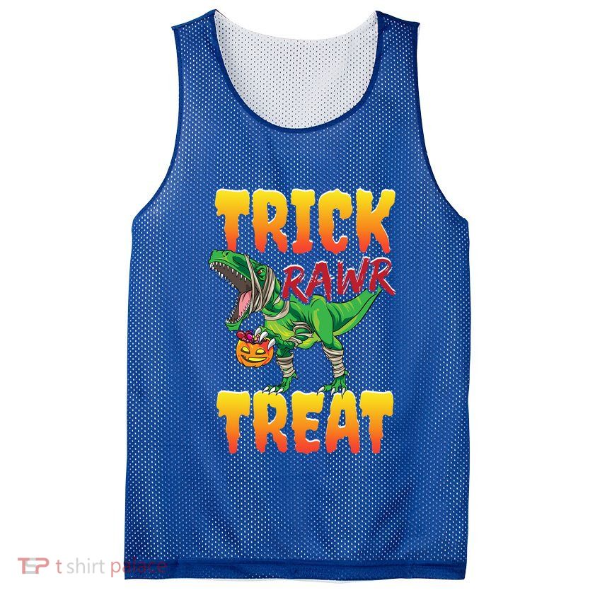 Halloween T Rex Dinosaur Costume Trick Rawr Treat Gift Mesh Reversible Basketball Jersey Tank