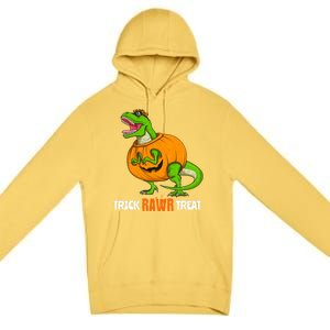 Halloween T Rex Dinosaur Jack O Lantern Trick Rawr Treat Fun Cool Gift Premium Pullover Hoodie