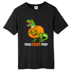 Halloween T Rex Dinosaur Jack O Lantern Trick Rawr Treat Fun Cool Gift Tall Fusion ChromaSoft Performance T-Shirt