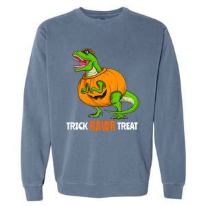 Halloween T Rex Dinosaur Jack O Lantern Trick Rawr Treat Fun Cool Gift Garment-Dyed Sweatshirt