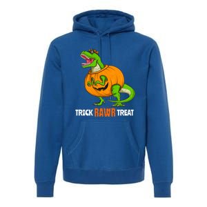 Halloween T Rex Dinosaur Jack O Lantern Trick Rawr Treat Fun Cool Gift Premium Hoodie