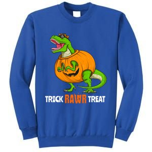 Halloween T Rex Dinosaur Jack O Lantern Trick Rawr Treat Fun Cool Gift Tall Sweatshirt