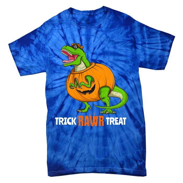 Halloween T Rex Dinosaur Jack O Lantern Trick Rawr Treat Fun Cool Gift Tie-Dye T-Shirt