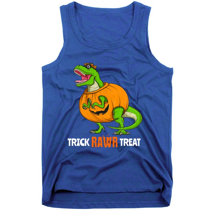 Halloween T Rex Dinosaur Jack O Lantern Trick Rawr Treat Fun Cool Gift Tank Top