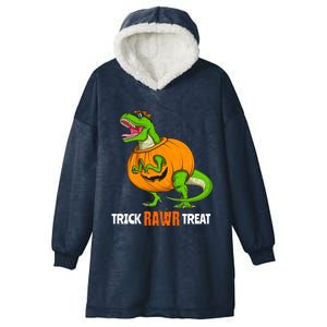 Halloween T Rex Dinosaur Jack O Lantern Trick Rawr Treat Fun Cool Gift Hooded Wearable Blanket