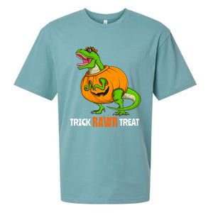 Halloween T Rex Dinosaur Jack O Lantern Trick Rawr Treat Fun Cool Gift Sueded Cloud Jersey T-Shirt