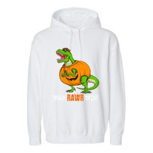 Halloween T Rex Dinosaur Jack O Lantern Trick Rawr Treat Fun Cool Gift Garment-Dyed Fleece Hoodie