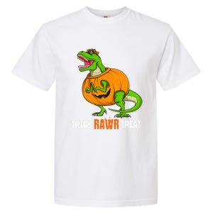 Halloween T Rex Dinosaur Jack O Lantern Trick Rawr Treat Fun Cool Gift Garment-Dyed Heavyweight T-Shirt