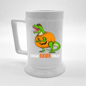 Halloween T Rex Dinosaur Jack O Lantern Trick Rawr Treat Fun Cool Gift Beer Stein