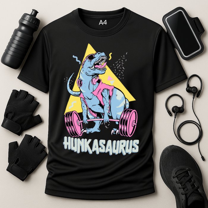 Hunkasaurus T rex Dinosaur Funny Gym & Workout Cooling Performance Crew T-Shirt