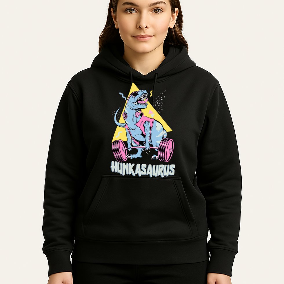 Hunkasaurus T rex Dinosaur Funny Gym & Workout Hoodie