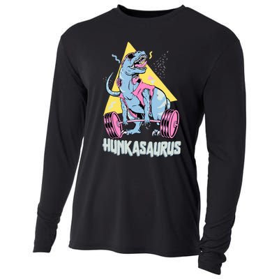 Hunkasaurus T rex Dinosaur Funny Gym & Workout Cooling Performance Long Sleeve Crew