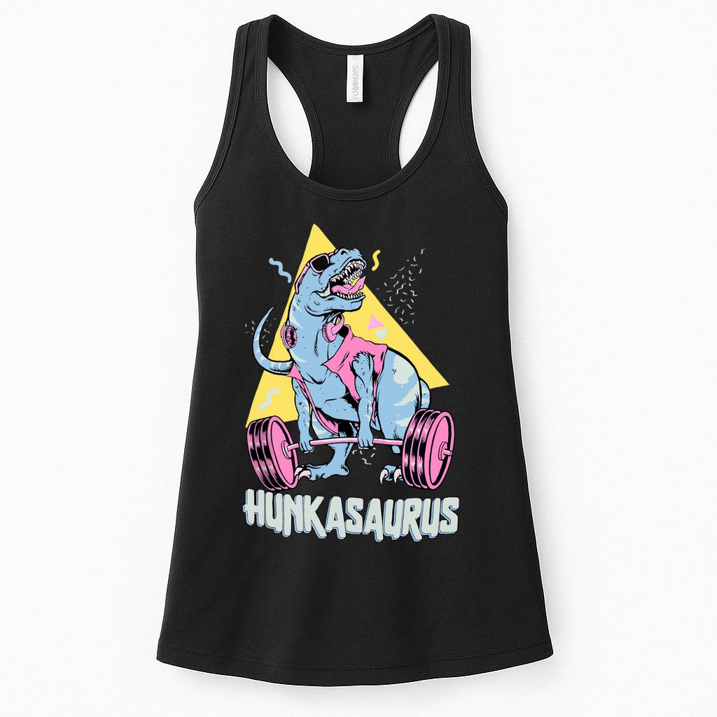 Hunkasaurus T rex Dinosaur Funny Gym & Workout Womens Tank Top
