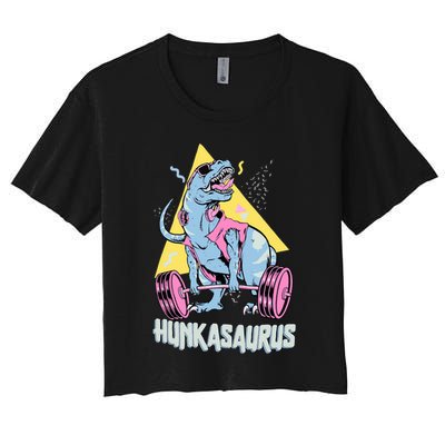 Hunkasaurus T rex Dinosaur Funny Gym & Workout Crop Top