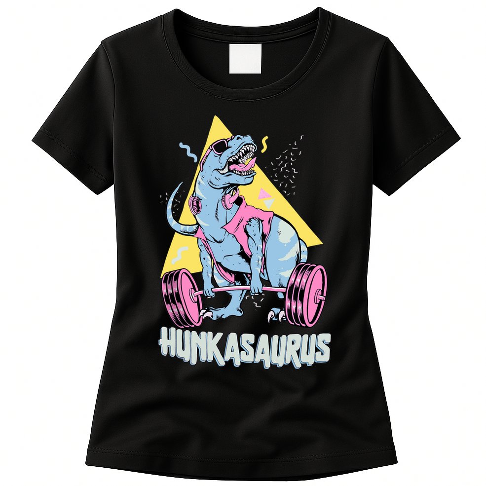 Hunkasaurus T rex Dinosaur Funny Gym & Workout Womens T-Shirt