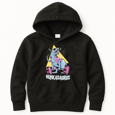 Hunkasaurus T rex Dinosaur Funny Gym & Workout Kids Hoodie