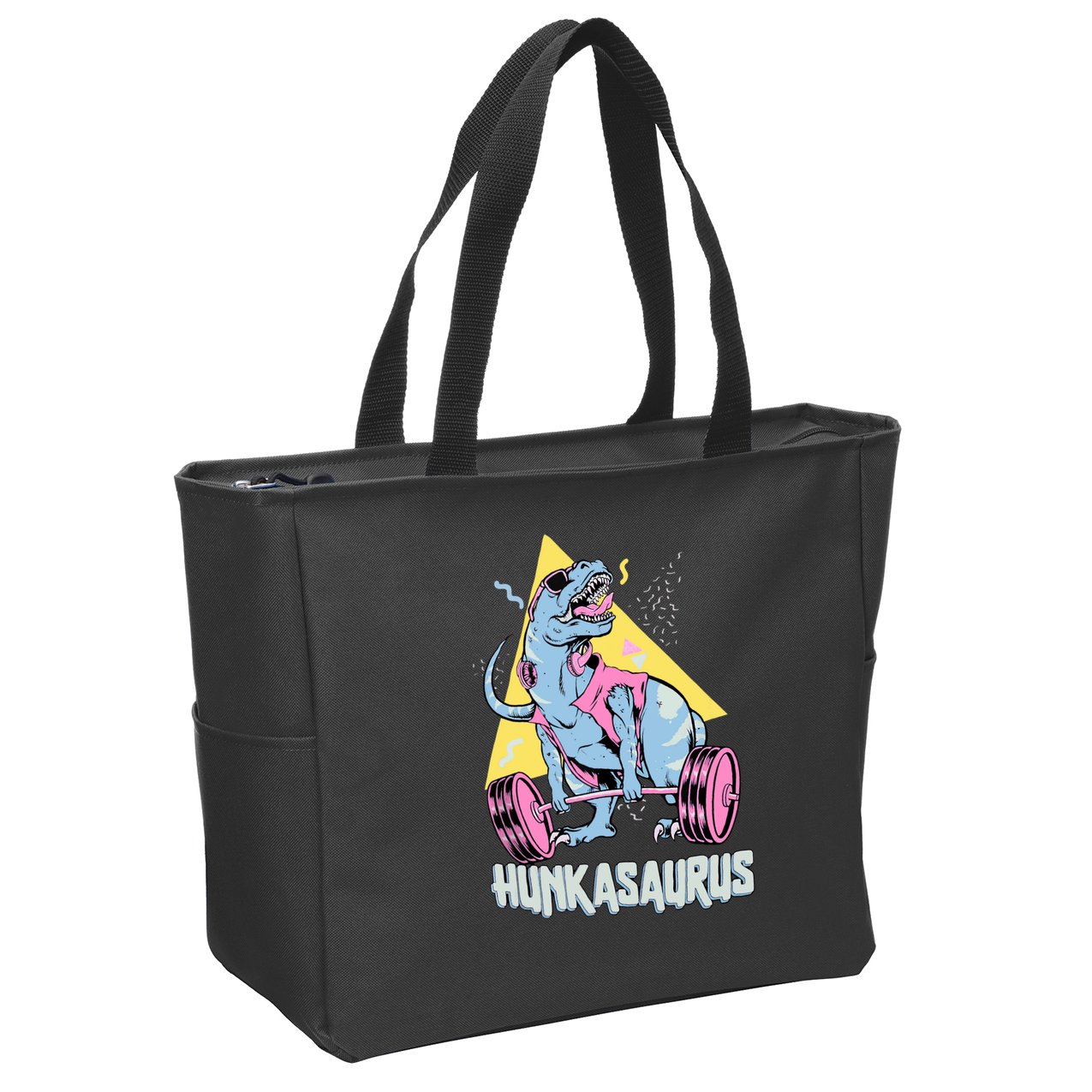 Hunkasaurus T rex Dinosaur Funny Gym & Workout Zip Tote Bag