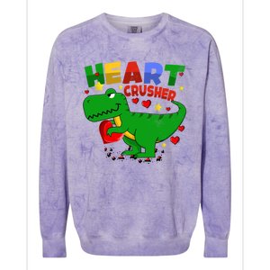 Heart T Rex Crusher Dinosaur Valentines Day Gift Colorblast Crewneck Sweatshirt