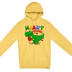 Heart T Rex Crusher Dinosaur Valentines Day Gift Premium Pullover Hoodie