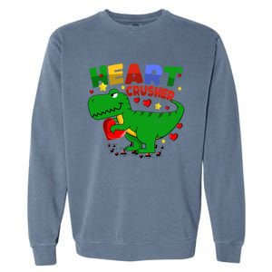 Heart T Rex Crusher Dinosaur Valentines Day Gift Garment-Dyed Sweatshirt