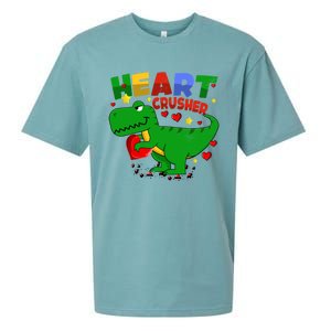 Heart T Rex Crusher Dinosaur Valentines Day Gift Sueded Cloud Jersey T-Shirt