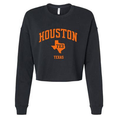 Houston Texas Retro Vintage 713 Htown Cropped Pullover Crew