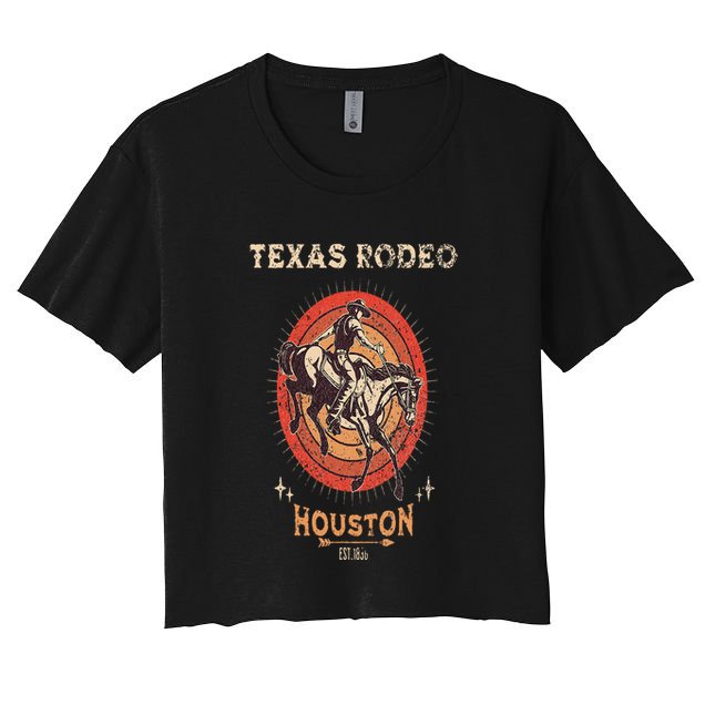 Houston Texas Rodeo Vintage Western Retro Cowboy Crop Top