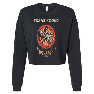 Houston Texas Rodeo Vintage Western Retro Cowboy Cropped Pullover Crew