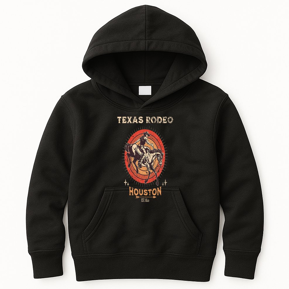 Houston Texas Rodeo Vintage Western Retro Cowboy Kids Hoodie