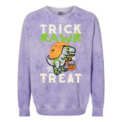 Halloween Trick Rawr Treat Dino Trex Costume Cool Gift Colorblast Crewneck Sweatshirt