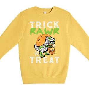 Halloween Trick Rawr Treat Dino Trex Costume Cool Gift Premium Crewneck Sweatshirt