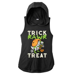 Halloween Trick Rawr Treat Dino Trex Costume Cool Gift Ladies PosiCharge Tri-Blend Wicking Draft Hoodie Tank