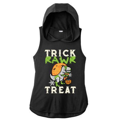 Halloween Trick Rawr Treat Dino Trex Costume Cool Gift Ladies PosiCharge Tri-Blend Wicking Draft Hoodie Tank